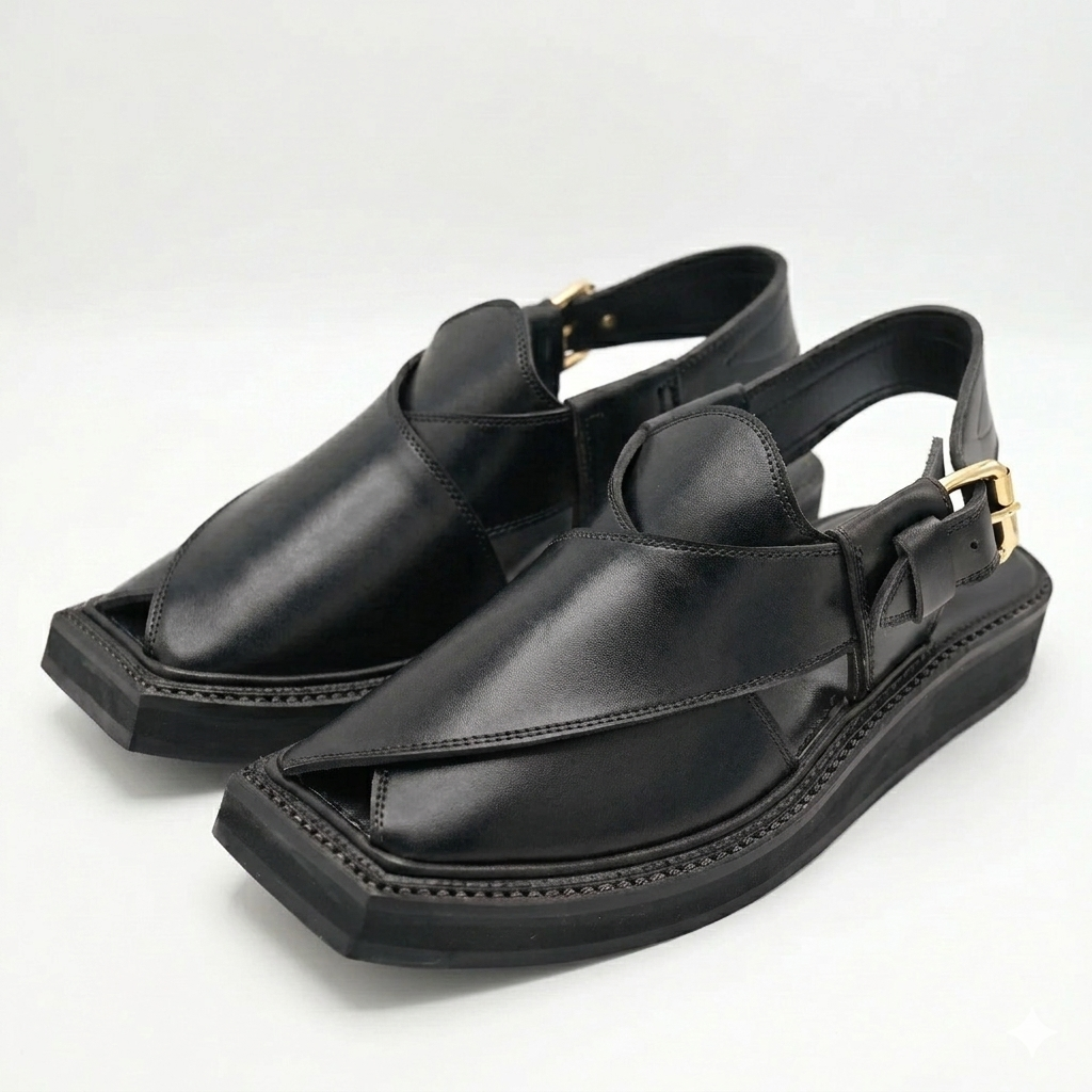 Kaptan Peshawari Chappal Black