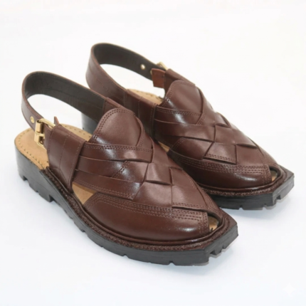 Premium Brown Leather Norozi Peshawari Chappal